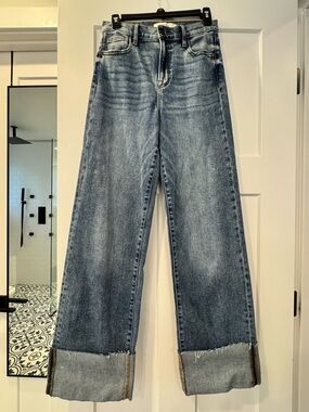 Hidden Jeans Wide Leg Cuffed Women's - Light Blue Wash